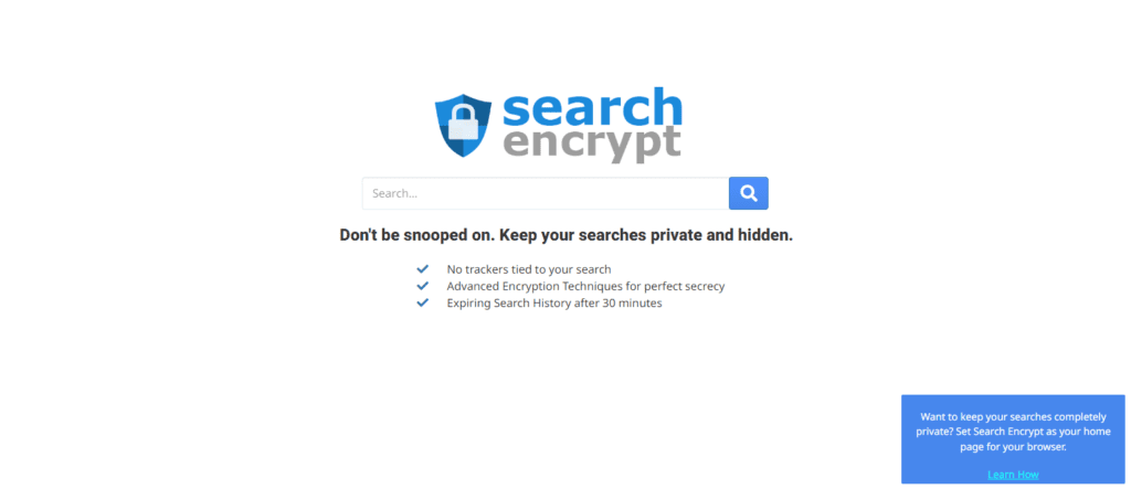 Screenshot of SearchEncrypt Search Engine