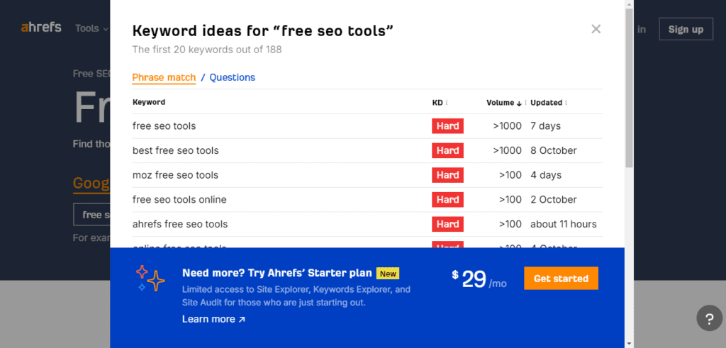 Ahrefs Best Free SEO Tool