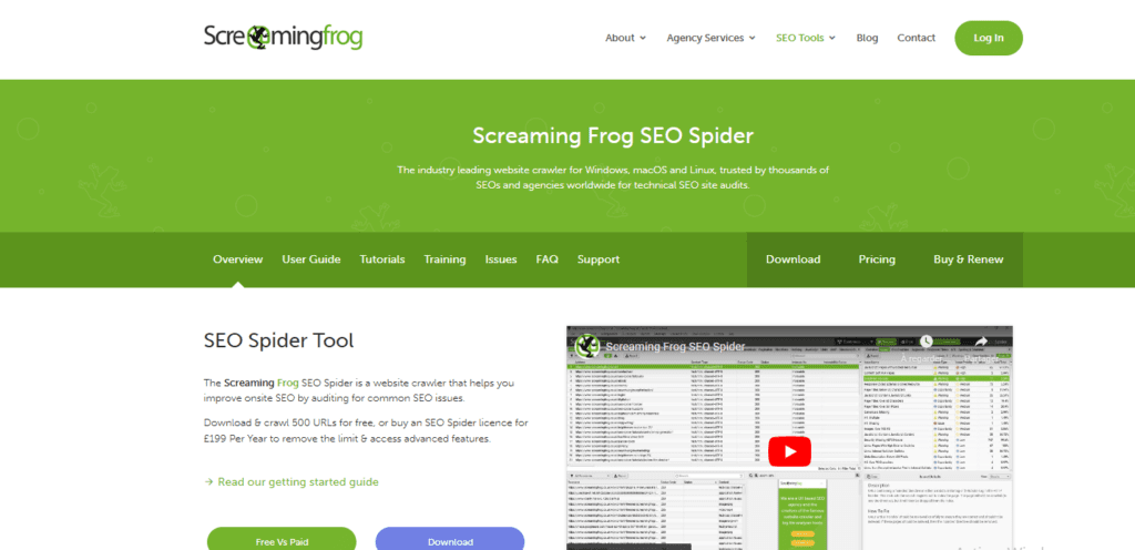 Screenshot Of SEO Spider Tool